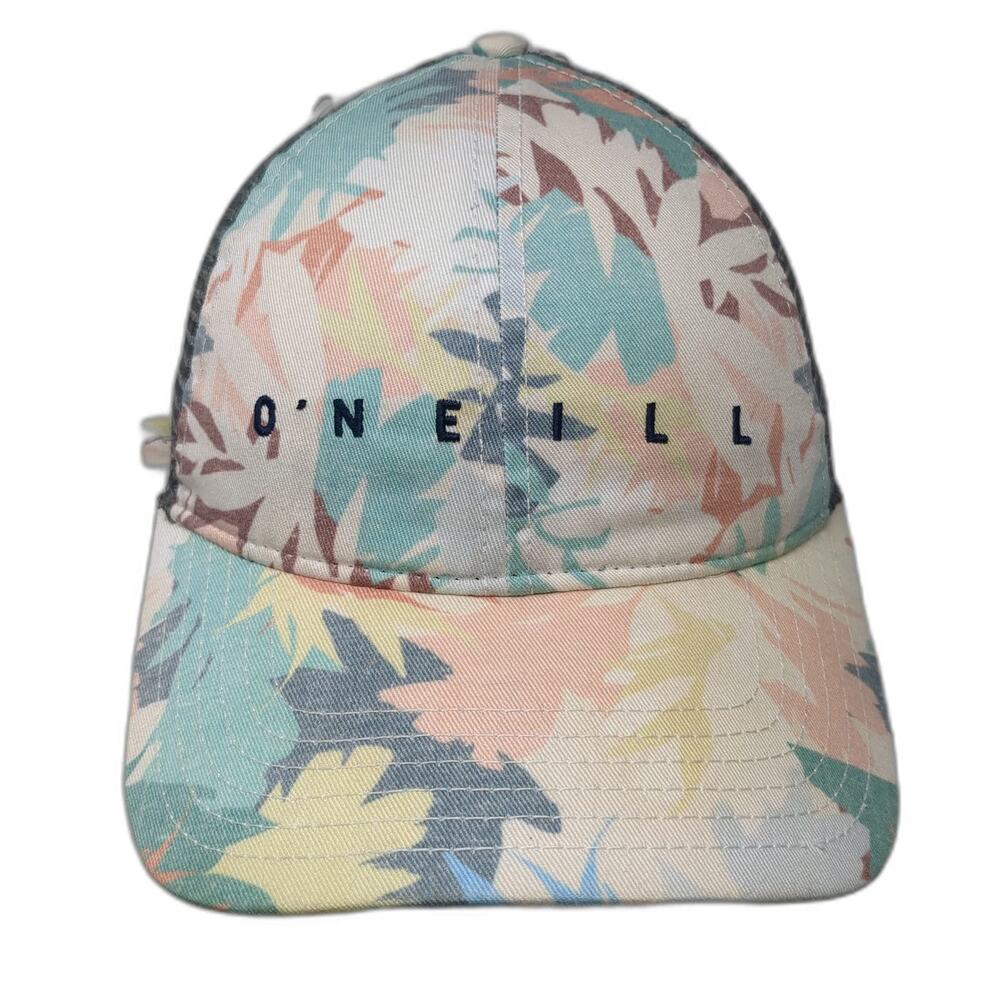 O'Neill Baseball Cap Gray One Size Mesh Back Tropical Floral Beach Hat